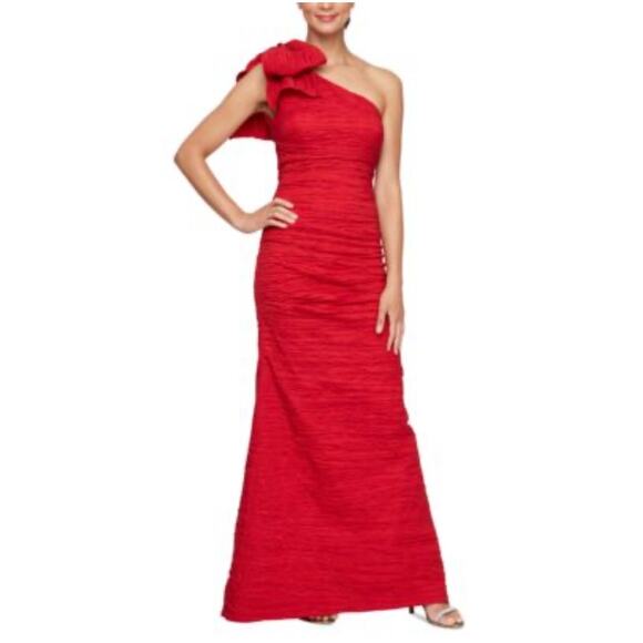 Alex Evenings Bow-Detail One-Shoulder Scuba Crepe Dress - Picture 1 of 4